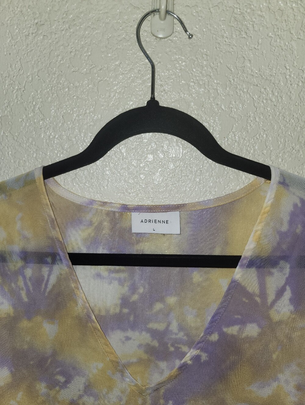 💜GUC Adrienne "Semi Sheer Tie Dye V-Neck Lightweight Top/Kimono/Cover Up" Large - Picture 3 of 12